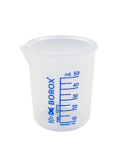 Borox Plastik Beher 50 ML Ölçü Kabı Mavi Skala