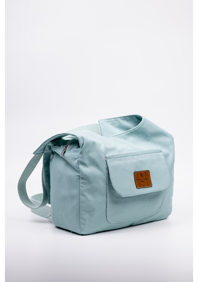 Fabric Craft Bag Omuz Çantası Turkuaz Kanvas 30x25 Cm Fermuarlı Astarlı Turkuaz