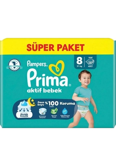 Prima Bebek Bezi 8 Beden 17+ Kg Xxx Large 27 Adet