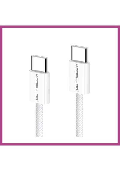 Gees Global Konfulon Dc130 2m 60w Type-c To Type-c Örgülü Hızlı Şarj Kablosu - Beyaz Gbzs