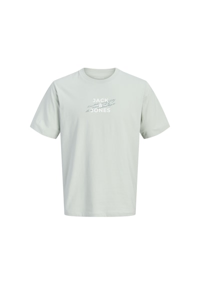 Jack & Jones Erkek Gögüs Baskili Regular Fit Tisört - Eterna - 12298583 Aqua Gray