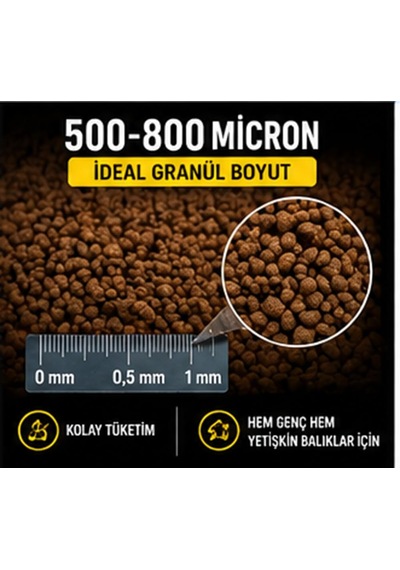Tr Etçil Akvaryum Balık Yemi, Granül 500 800 Micron, Yüksek Proteinli%50, Hızlı Büyüme, Canlı Renk, Tüm Trop