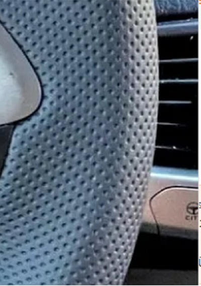 Dikişli Deri Direksiyon Kılıfı Egea İçin Noktalı Deri Gri Dikişli Renkli