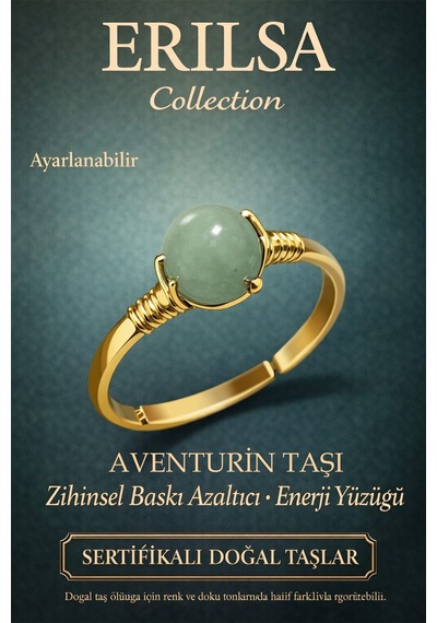 Sertifikalı Zihinsel Baskı Azaltıcı Yüzük Aventurin Taşı Ayarla Çok Renkli