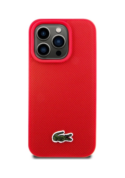 Apple Uyumlu iPhone 15 Pro Kılıf Lacoste Lisanslı Pu Pike Desenli İkonik Timsah Dokuma Logolu Kapak