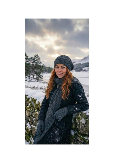 Emybox Ressam Model Örgülü Triko Kışlık Kadın Renkli Bere Atkı Eldiven Örgülü Ressam Şapka 3'lü Set Antrasit