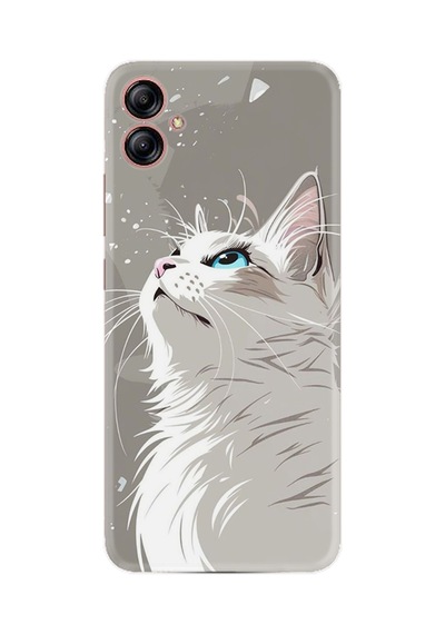 Samsung Galaxy Uyumlu A04e Kılıf Boutique Baskılı Resimli Beyaz Kedi Pcode -061