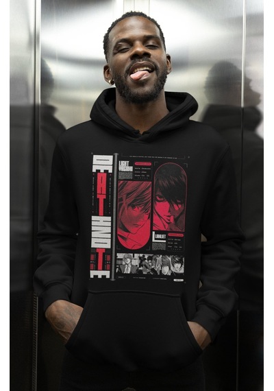 Sevbano Özel Tasarım Death Note Baskılı Unisex Oversize Anime Dizi Karakt Siyah