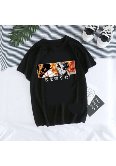 Noıssey Kırmızı Etiket Gala Unisex Demon Slayer T-shirt Model4434 17151 Siyah
