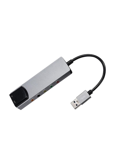 Hy-601 Harici Usb 5.1 / 7.1 Kanal Ses Kartı Cm6206 Chipset, Spdıf Optik Giriş/çıkışlı Alüminyum Gövdeli Ses Adaptörü