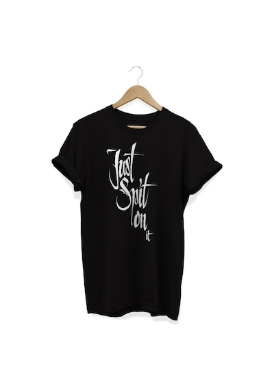 Just Spit On It Baskılı Siyah T-shirt Siyah