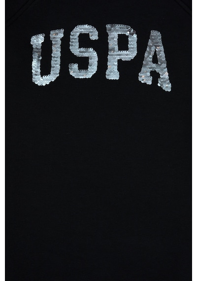 U.S. Polo Assn. Kız Çocuk Siyah Payet Detaylı Bisiklet Yaka Sweat Örme Elbise 50314313-VR046