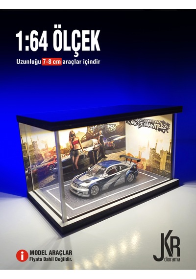 Most Wanted V1 Diecast Led Işıklı Akrilik Korumalı Stand/diorama 1:64 Ölçek