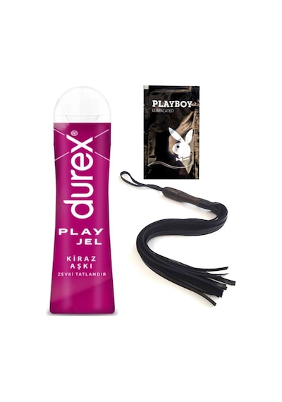 Durex Kiraz Aşkı 50 Ml Jel + Siyah Püsküllü Deri Kirbaç + Hediye