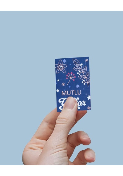 Yılbaşı Mutlu Yıllar Yazılı Hediye Kart Seti, Çiçek Temalı Paketl