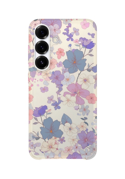 Samsung Galaxy S23 Uyumlu Baskılı Şeffaf Telefon Kılıfı Koleksiyon: Pastel Flowers 1
