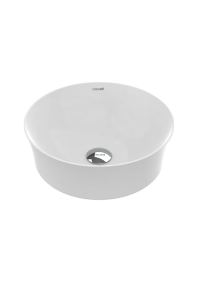 Creavit Fiore FI140 Oval Tezgâh Üstü Batarya Deliksiz Beyaz Lavabo Beyaz 40 x 40 CM