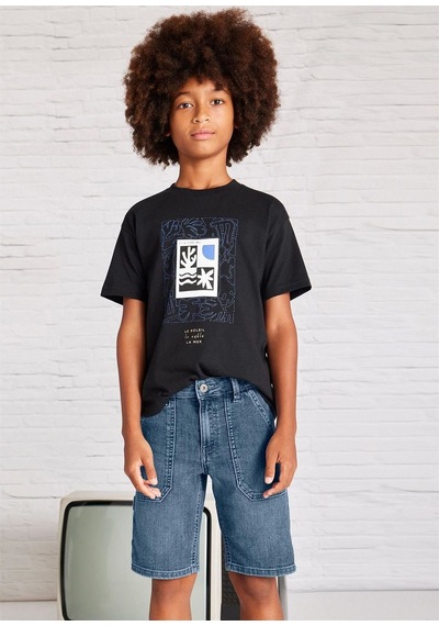 Erkek Çocuk Maksi Cepli Denim Şort Koyu Mavi 6204 Koyu Mavi