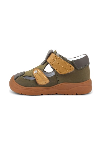 Rakerplus Hakiki Deri Haki Yeşil Cırt Cırtlı Bebek Sandalet