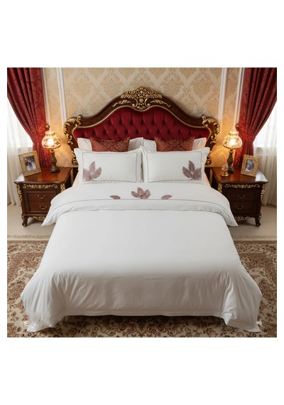 Krc Home Premium %100 Pamuk Çift Kişilik Nakışlı Nevresim Takımı - 4 Parça Beyaz