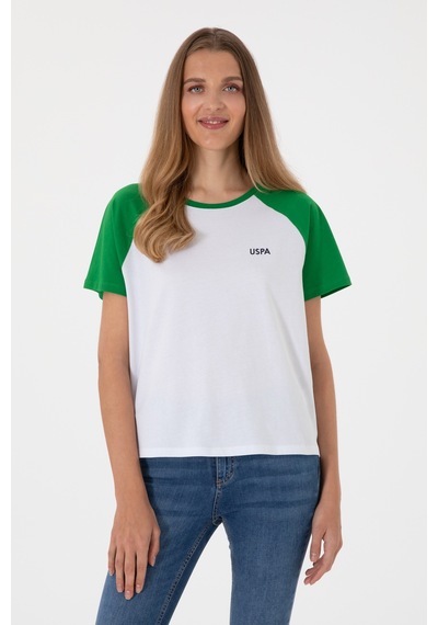U.S. Polo Assn. Kadın Yeşil Bisiklet Yaka Tişört 50305771-VR054