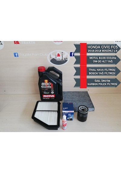 Honda Civic 2016 2021 Fc5 Motul 0w 20 Yağ İthal Filtre Seti
