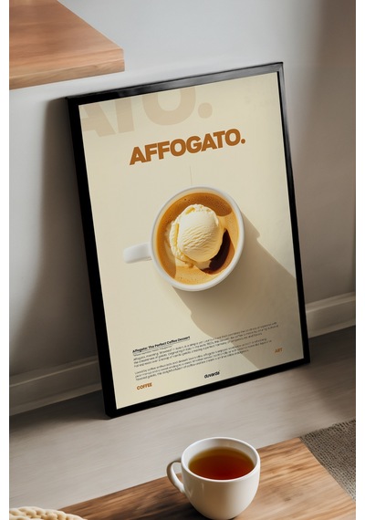 Affogato Kahve Siyah Ahşap Çerçeveli Poster, Dekoratif Duvar Tablosu