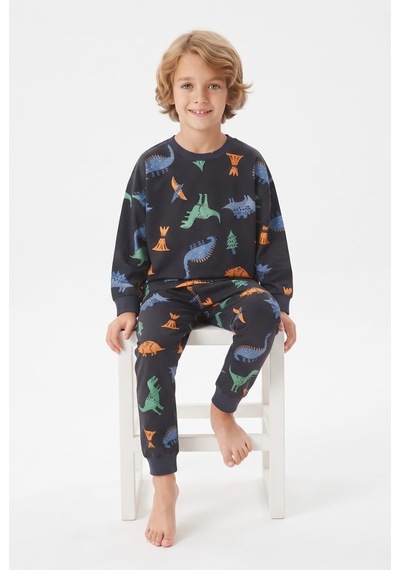 Bunny Hopp %100 Pamuk Süprem Erkek Çocuk Pijama Takımı Füme Renkli Dinozor Desenli Penye Uyku Seti SIYAH Bunny Hopp %100 Pamuk Süprem Erkek Çocuk Pijama Takımı Füme Renkli Dinozor Desenli Penye Uyku Seti SIYAH