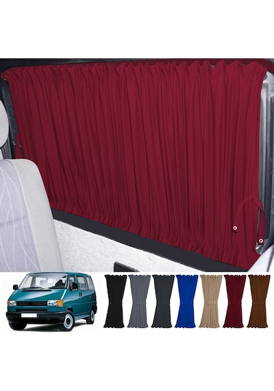 Pandami Volkswagen T4 - Transporter / Caravelle Uzun Şase 1990-2003 Uyumlu Bordo Raylı Oto Perde Takımı