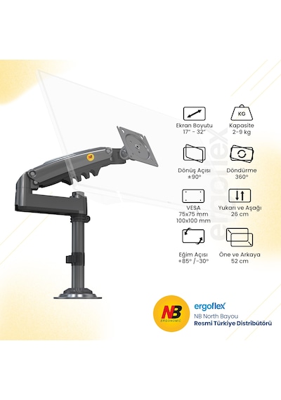 Nb Ergonomic Nb H100 17-32 İnch Monitör Standı