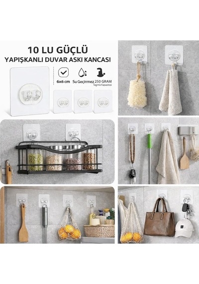 Sogud Kendinden Yapışkanlı Askı 10 Lu Set Şeffaf