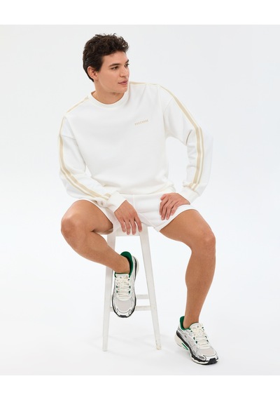 Skechers M Lw Fleece Crew Neck Sweatshirt Erkek Beyaz Sweatshirt S2610103-3855 Beyaz