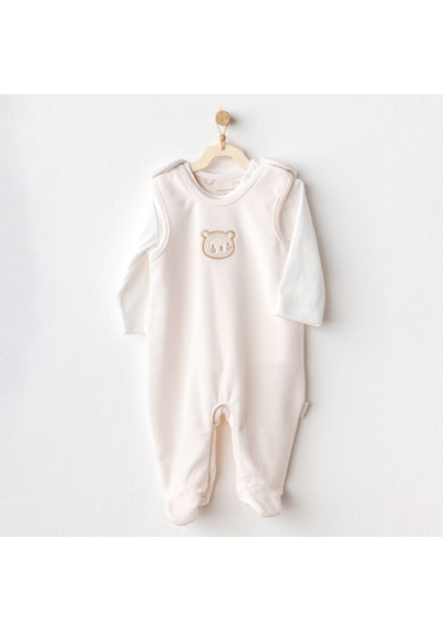 Andywawa Bear Time Bebek Tulum Takım Ac25185 Ekru