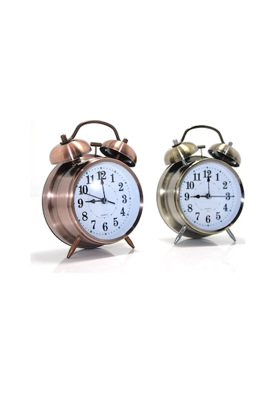 1 Adet Metal Çalar Saat Metal Masa Saati, Analog Alarm Clock, Kompakt Retro Tasarım, İki Renk Seçeneği, 12,5x9 Cm Diğer