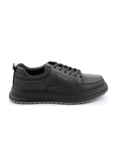 Siyah Hakiki Deri Erkek Sneaker E01535415003 Siyah