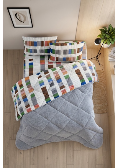 Veluna Battal Boy Lüx Wellsoft Yorgan Çift Taraflı - 2 Adet Yastık Kılıflı Yorgan Seti 215x235 Cm Çok Renkli