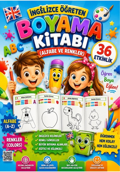 İngilizce Öğreten Boyama Kitabı (Alfabe Ve Renkler)