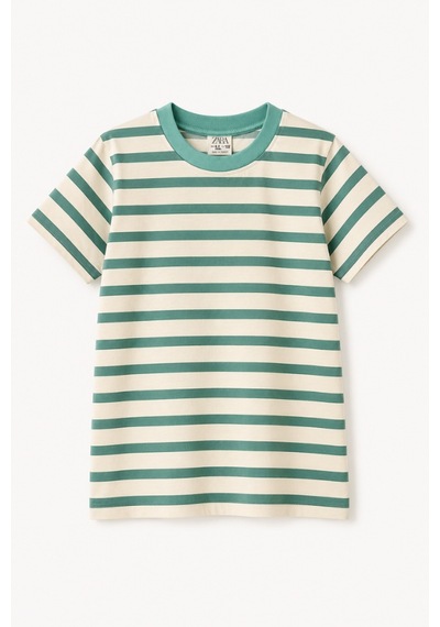 Noble Kids Erkek Çocuk Çizgili Basic Tişört Yeşil