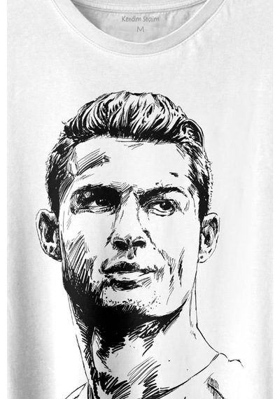 Cr7 Cristiano Ronaldo Silüet Manchester United Baskılı Tişört Unisex T-shirt 001
