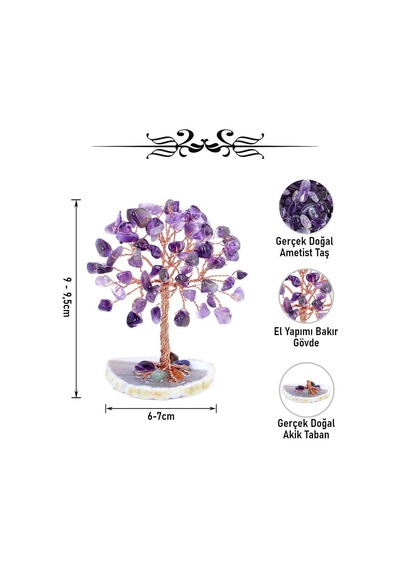 Valkyrie Ametist Yaşam Ağacı Kristal Bonsai Doğal Taş Dekor El Yapımı Tel Ağaç Meditasyon & Ofis Masaüstü Süs