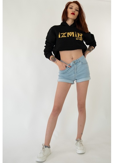 Izmir Mafıa Kapşonlu Siyah Unisex Sweatshirt Hoodie Polar Siyah