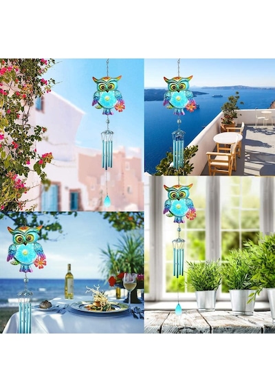 Feng Shui Baykuş Tasarımlı Cam İşlemeli Rüzgar Çanı Bahçe Balkon Dekorasyon Ürünü Yeni Ev Hediyesi 40  Cm 26274204