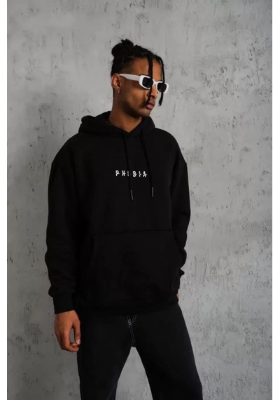 Veraura Lifestyle Erkek Astronot Baskılı Kapüşonlu Sweat - Siyah