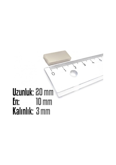 Neodyum Mıknatıs Köşeli 20x10mm , Kalınlık 3 Mm 3 Adet