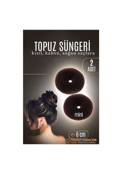 Kahve Mini Saç Topuz Süngeri 2 Adet 6 Cm Çap 2.5 Cm Kalınlık 721881 Siyah