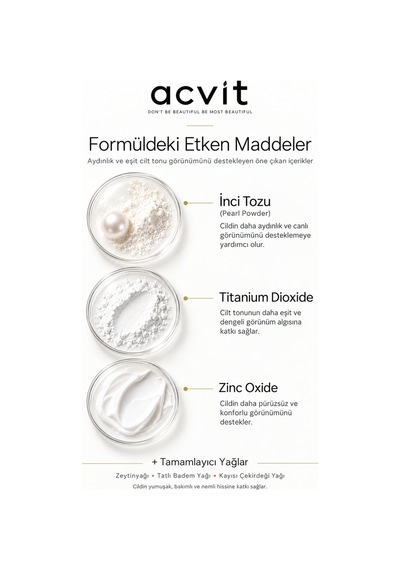 Acvit Cilt Tonu Renk Açıcı İnci Krem 50 ML