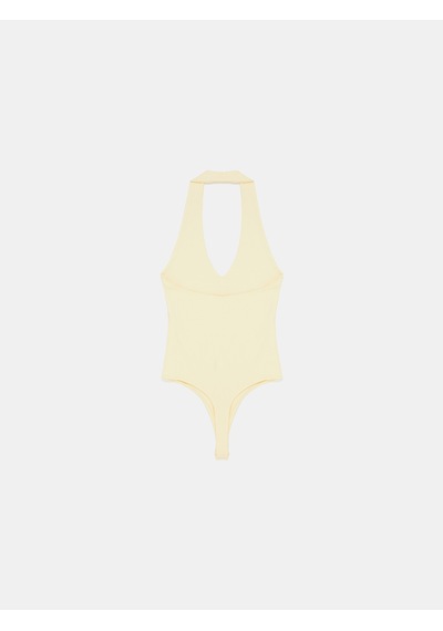 Dilvin 21231 Halter Yaka Bodysuit-açık Sarı