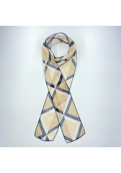 Tedz Collection Paredora Geometrik Desenli Kahve Krem Hippi Fular Çok Renkli