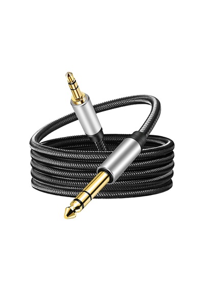 Mp3 Çalar Hoparlör Bilgisayar Akıllı Telefon İçin Naylon Örgülü 6.35mm Trs Stereo Ses Kablosu