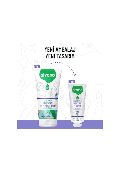 Siveno %100 Doğal El ve Vücut Kremi Lavanta Cilt Yatıştırıcı Onarıcı Yoğun Nemlendirici Vegan 30 ML